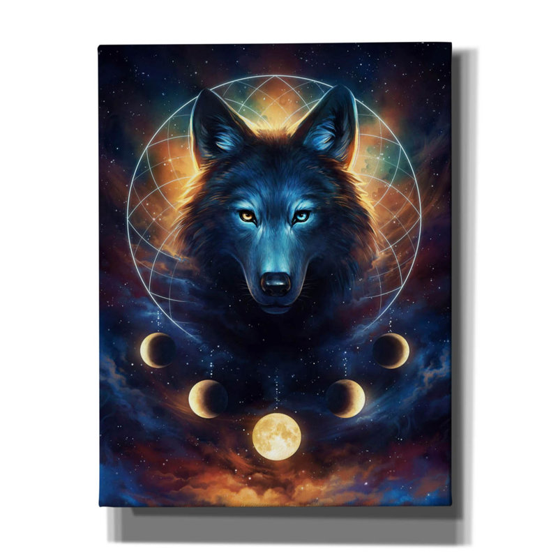 Damber Dream Catcher Wolf par JoJoes Art, H 34 po x l 26 po x P 1,5 po