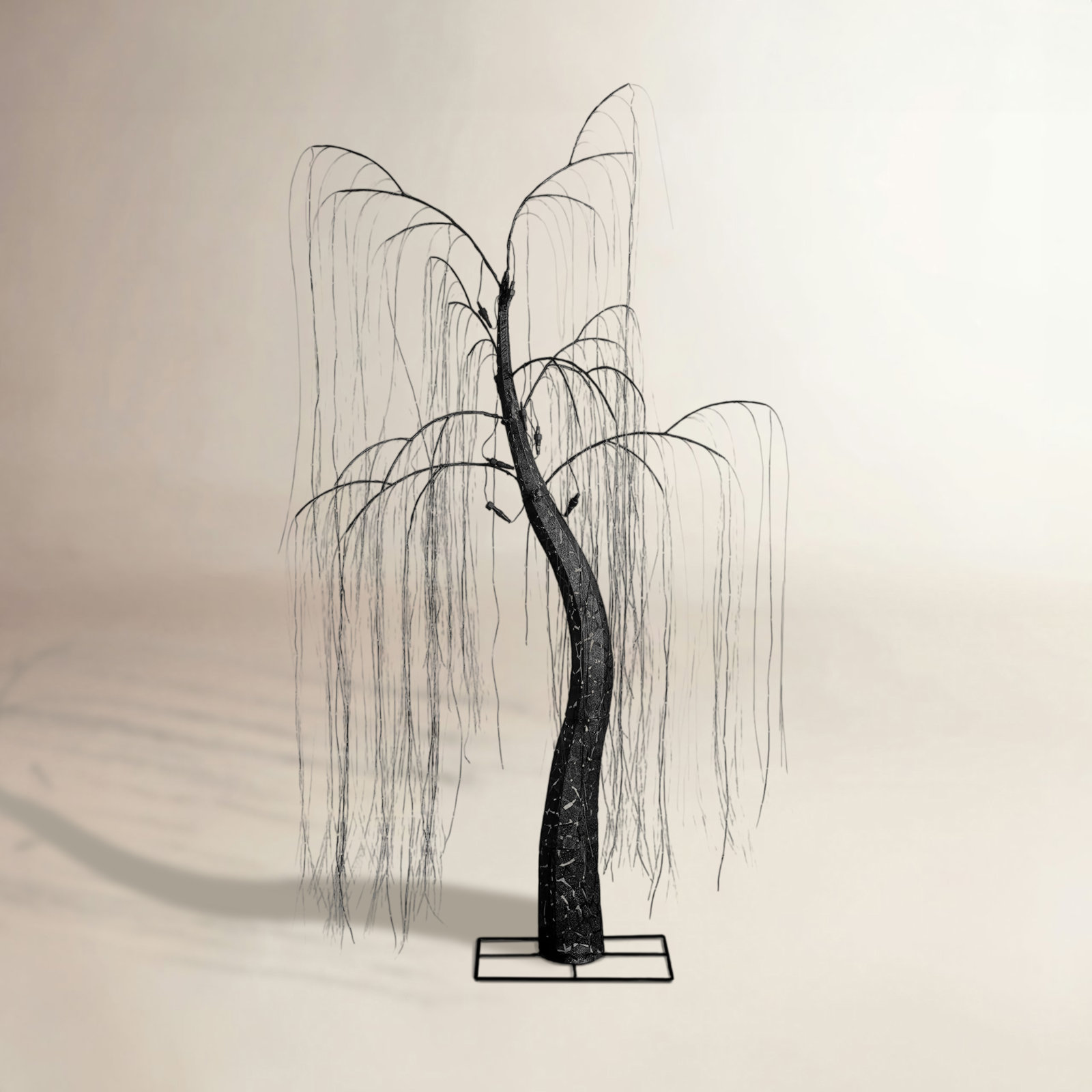 7' Pre-Lit Halloween Black Willow Tree, Black