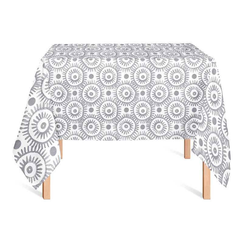 Geometric Square Tablecloth, Dark Gray