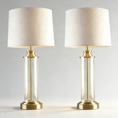 Clarity Glass Cylinder Table Lamp Set of 2