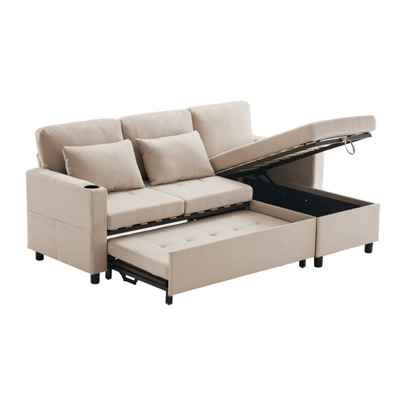 Blerim 3 Seater Sofa Bed, Beige