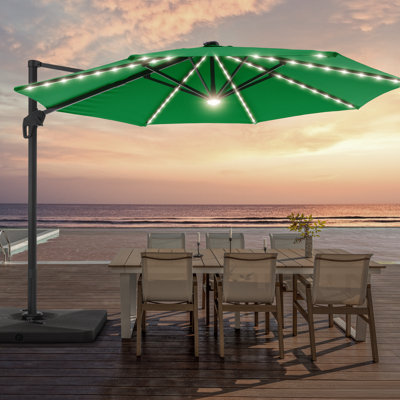  Parasol lumineux en porte-à-faux 11 'avec manivelle et contrepoids inclus