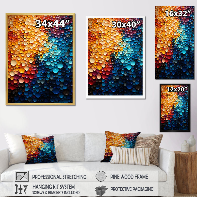 Rainbow Infinite Intricacies - Art mural arc-en-ciel pour le salon, Encadrement doré, H 20 po x l 12 po x P 1 po