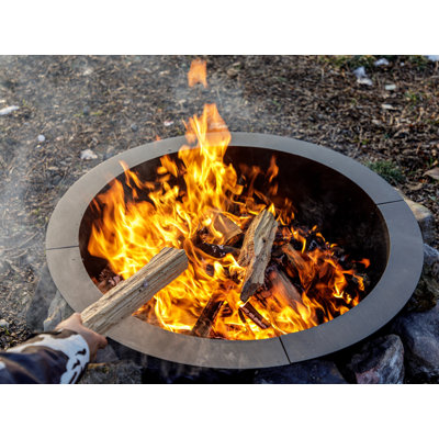 Samiron 60" W X 10" H Iron Outdoor Fire Ring, Wood Burning Fire Pit Ring
