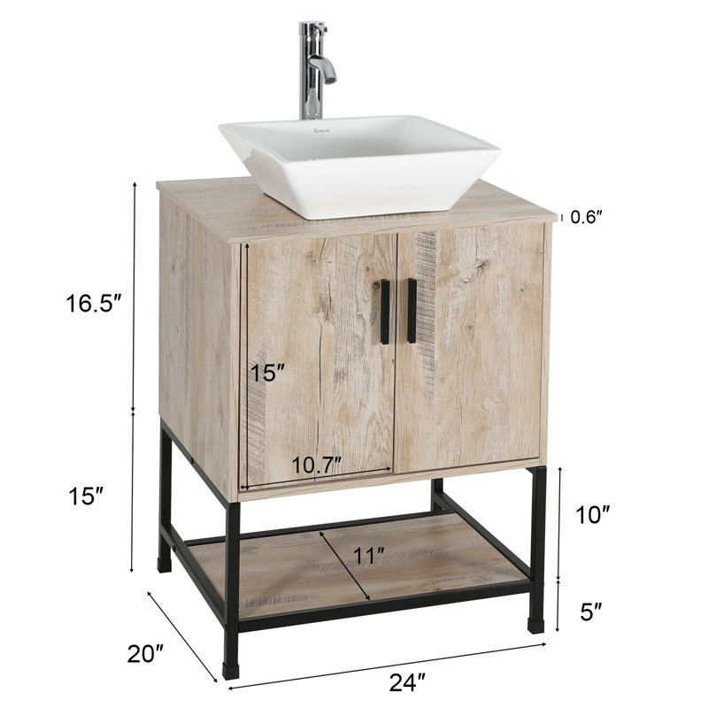 Ensemble de meuble-lavabo simple 24 po Nastaja, Chêne