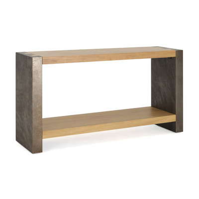 Mirod Vintage Industrial Console Table with Dovetail Joinery and Distressed Wood Veneer Finish