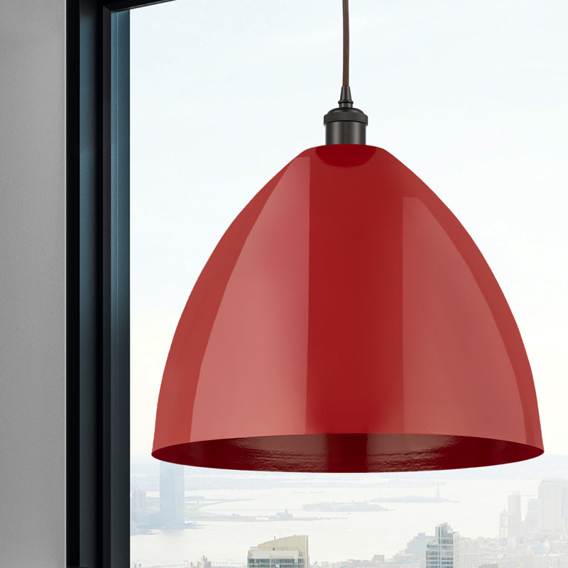Luminaire suspendu conique 1 lumière, Rouge, Bronze