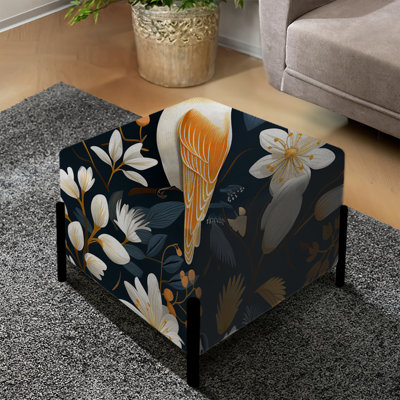 Blooming Scandinavian Bird Elegance - Repose-pieds floral carré