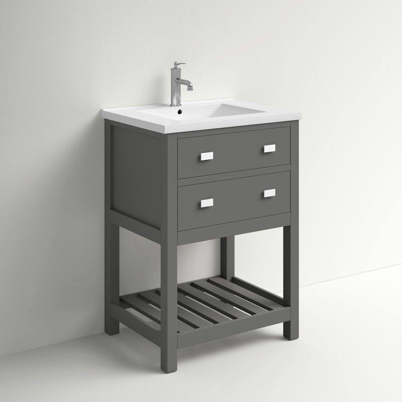 Meuble-lavabo simple chromé 24 po Putcha Viola, Chrome chrome, Cachemire