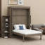 Lit escamotable rotatif avec armoire murale cachée, deux tablettes latérales à 3 niveaux, bureau convertible, supports de rangement supplémentaires-210396366