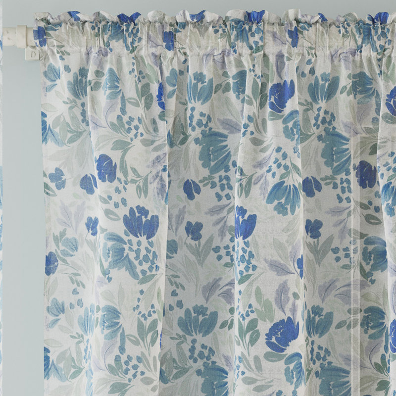 Sheer Curtain Panel Pair, Blue, 140cm Width x 137cm Drop