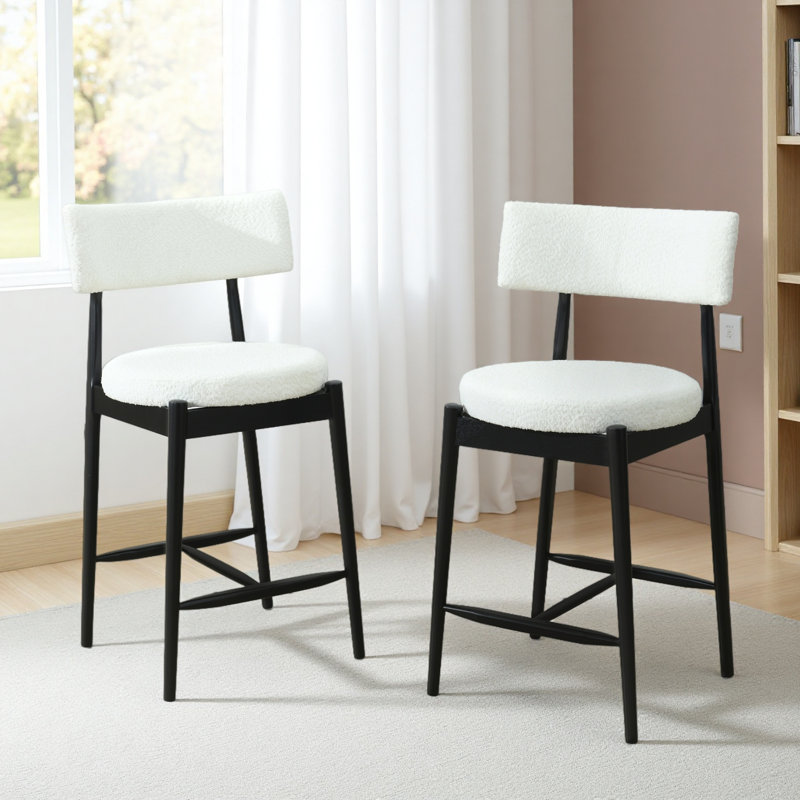Tabouret de comptoir Mid-Century moderne (ensemble de 2), Noir