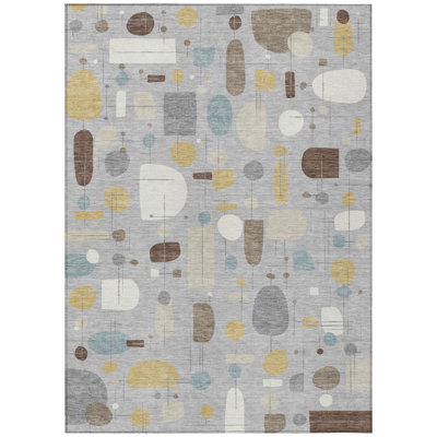 Machine Washable Indoor/Outdoor Jourdan ACN2393 Mid-Century Modern Rug