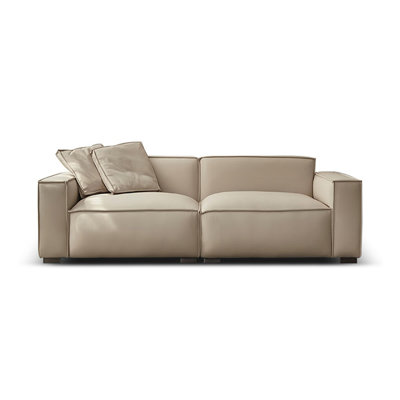 Khaki Genuine Leather Modular Sofa cushion Loveseat