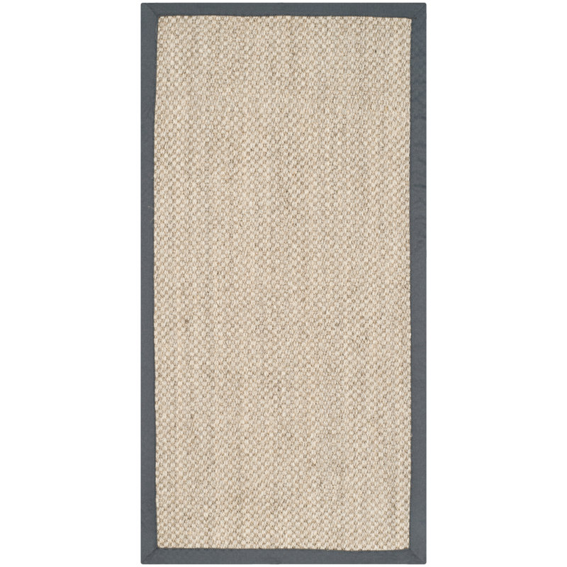 Debroh Natural Fiber Sisal With Latex Solid Color Rug, Runner 2'6" x 8'