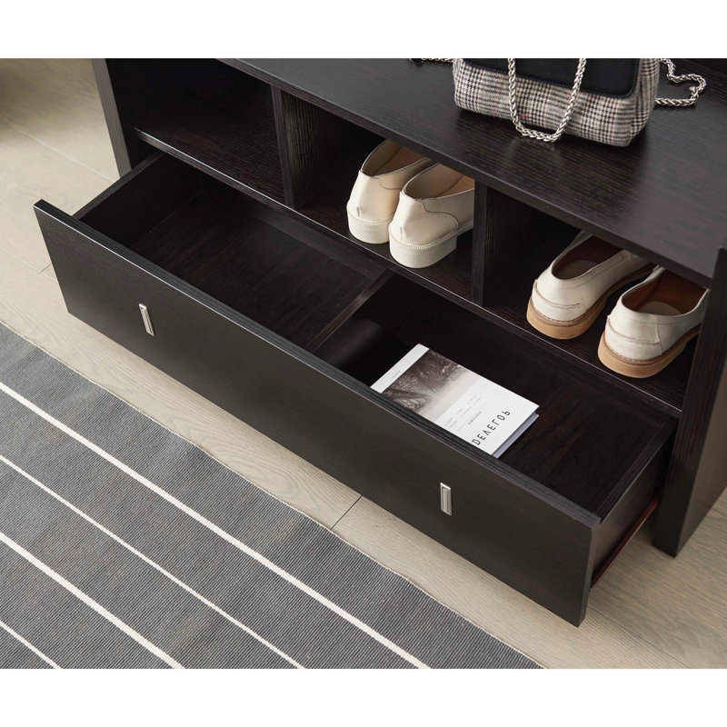 Shoe Entry Bench With Drawer In Captivating Red Style Attractive