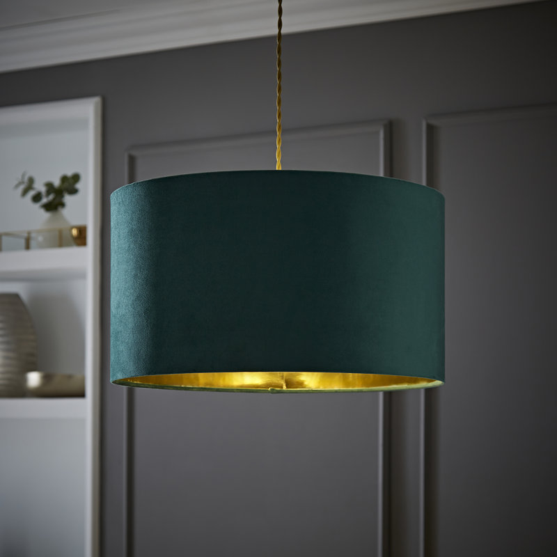 Ajua Linen Blend Drum Lamp Shade ( Slip-On ) in Green, 25" H x 45" W x 45" D