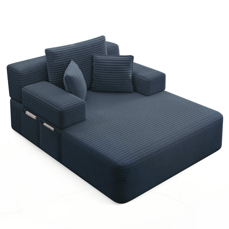 Canapé-lit convertible avec pochette de rangement pour petits espaces, salon, appartement, Blue