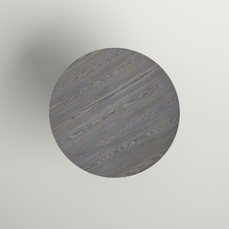 Transitional Harbor Gray Round Wood Dining Table, Seats 4