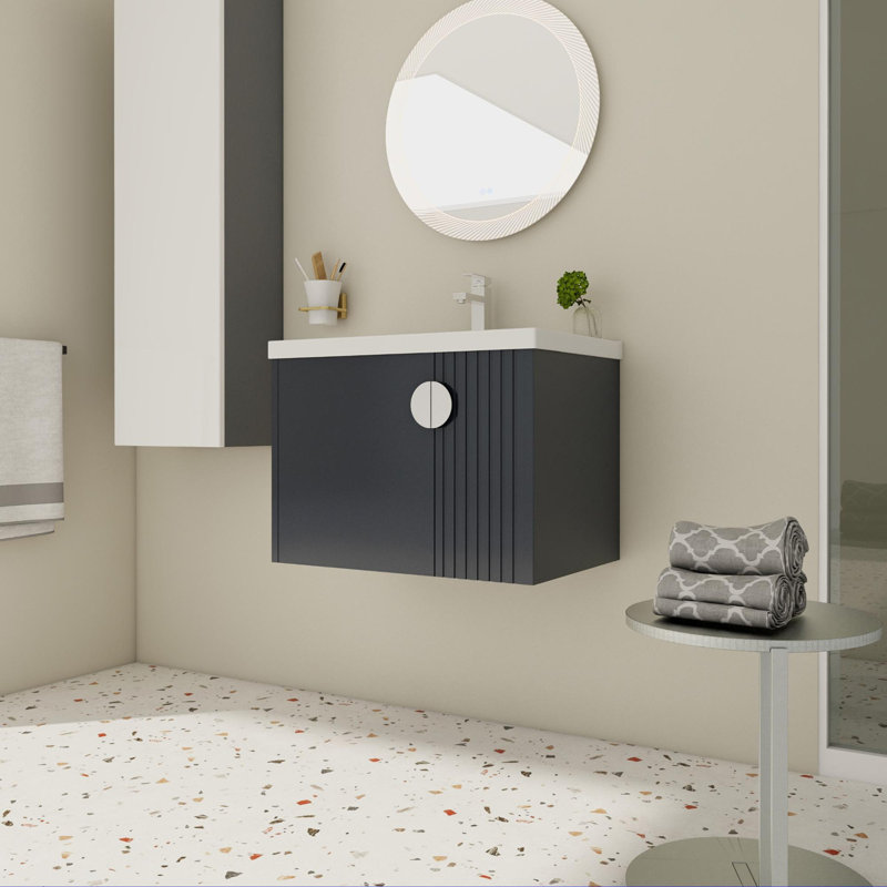 Meuble-lavabo 28 po avec lavabo en céramique, Noir, noir, noir, noir