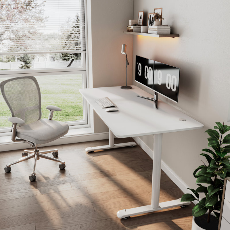 Metal Base Computer Desk, White