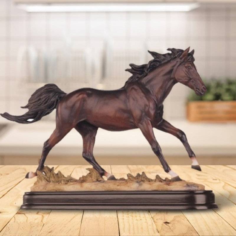 Dark Brown Galloping Horse Statue