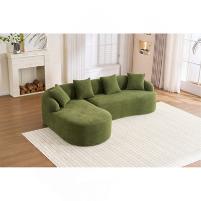 Canapé modulaire incurvé en polyuréthane caramel à compression complète, canapé modulaire en chenille 30D pour appartement et salon, L 110 po 800, 60 fermeté avec 4 coussins