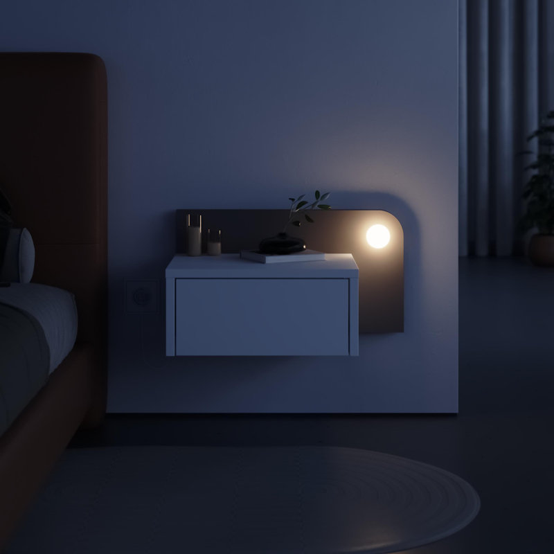 52cm W Manufactured Wood Bedside Table, White/Mocha Grey