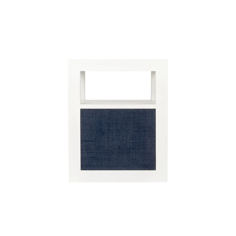La Costa Solid Wood Nightstand, White/Navy