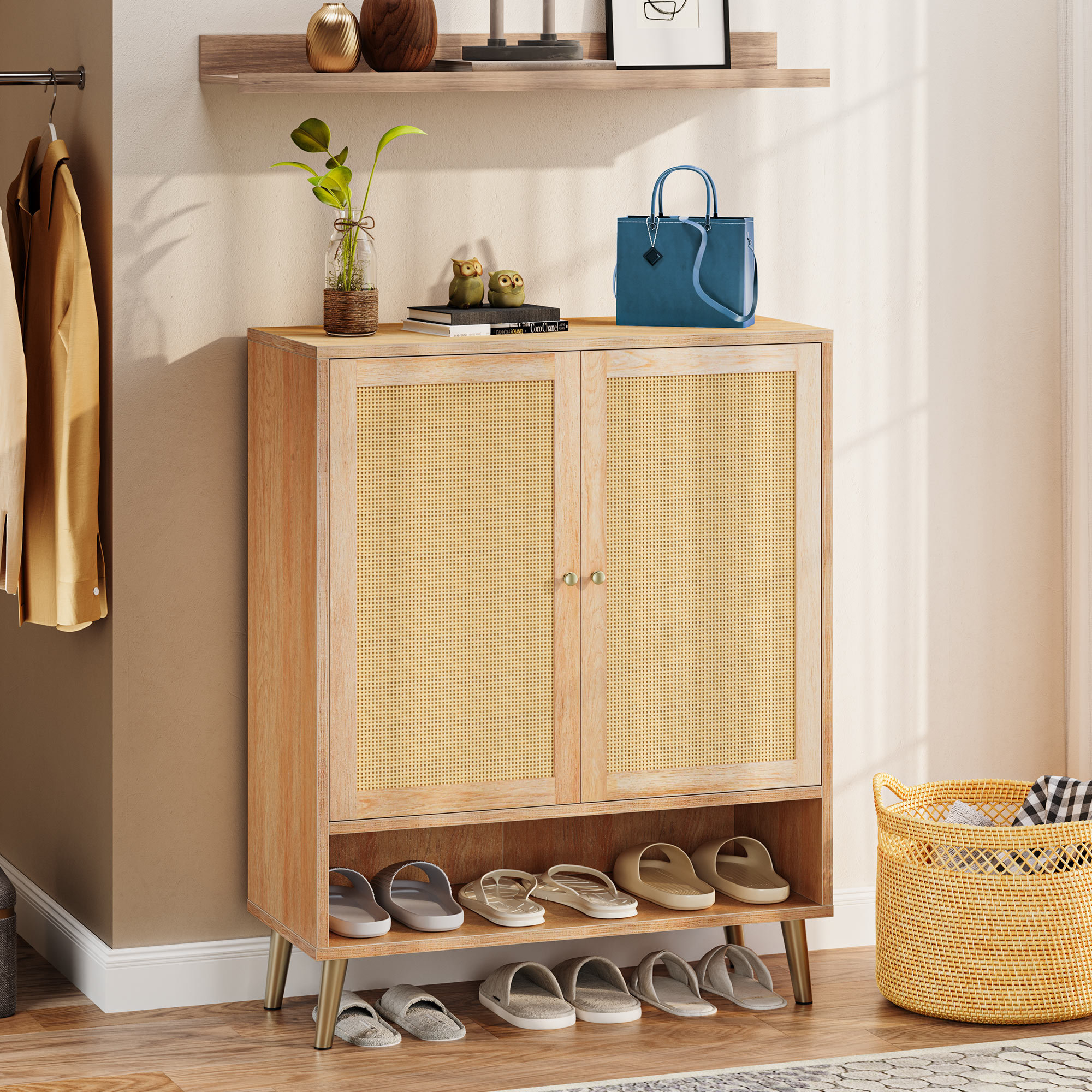 Bay Isle Home™ Cherel Wood 20 Pair Shoe Storage Cabinet & Reviews | Wayfair