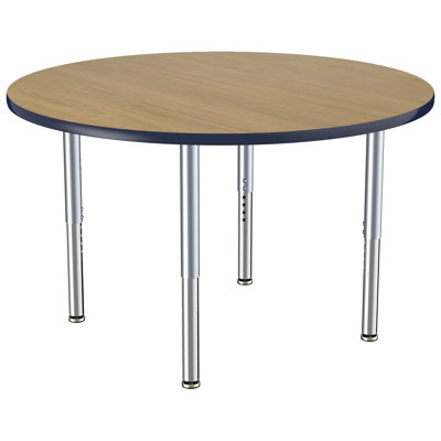 Table ronde thermofusionnée 48 po avec pieds réglables Super - chêne Pasadena / bleu marine / argent