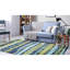 Tapis bleu / vert en polyester touffeté à la main Johvanna-1094158396