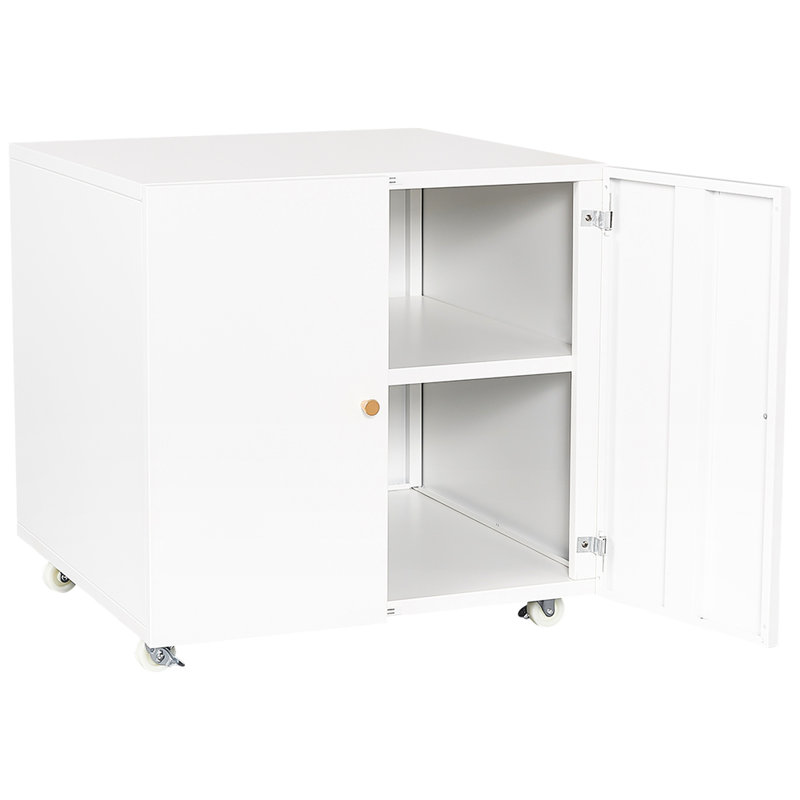 Classeur mobile pour petits espaces avec porte et tablette réglable - Bureau blanc