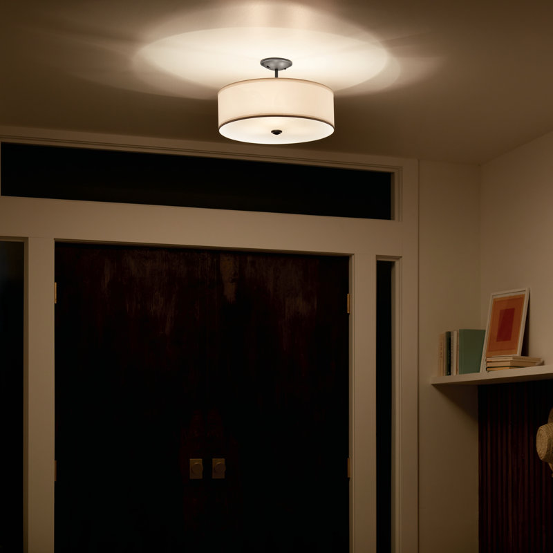 Hopedale Fabric Semi Flush Mount, Black