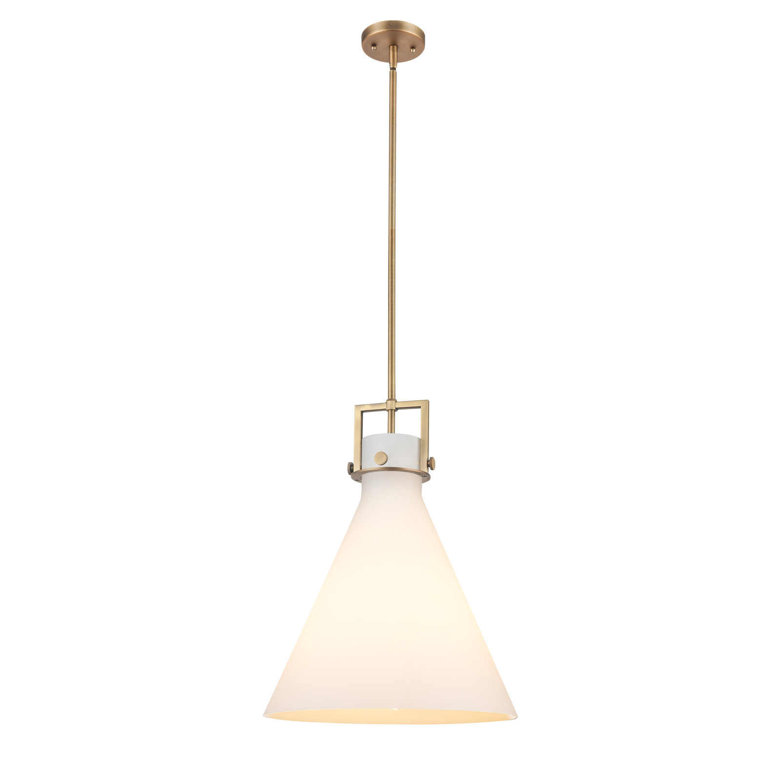 Coterie Single Light Glass Dimmable Pendant, Brushed Brass, Matte White, 20.38" H x 16" W x 16" D