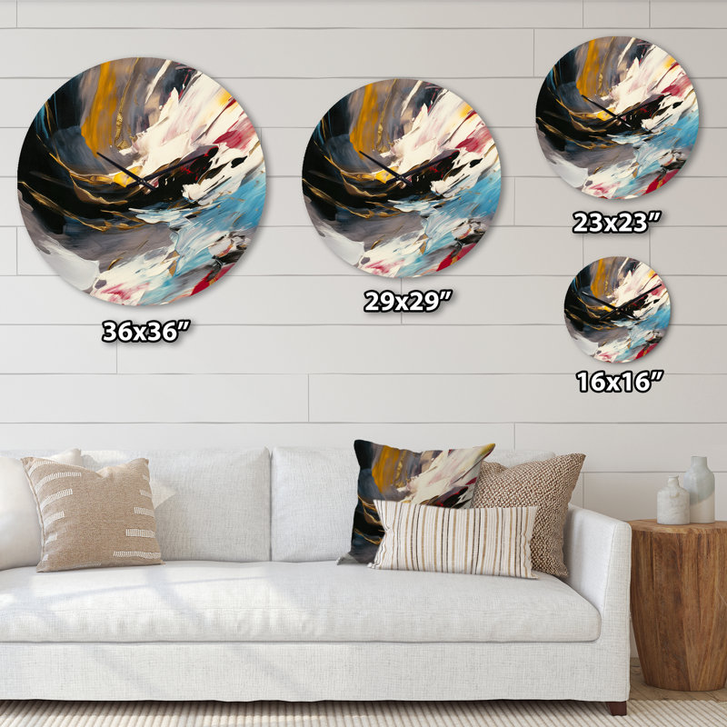 Smooth Bliss, abstrait, or, noir, bleu, I - Horloge murale abstraite, Très grand