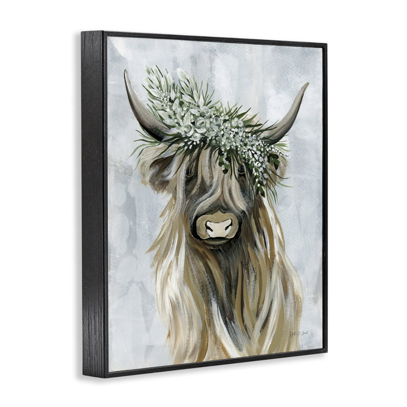  Art floral, giclée de bœuf couronné par Yvette St. Amant, H 14 po x l 11 po, Giclée encadrée noir minuit