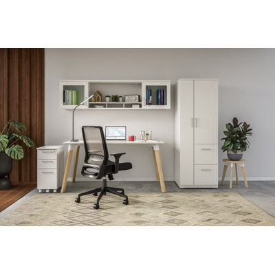 4 Peices Configurable Rectangular Writing Desk Office Set