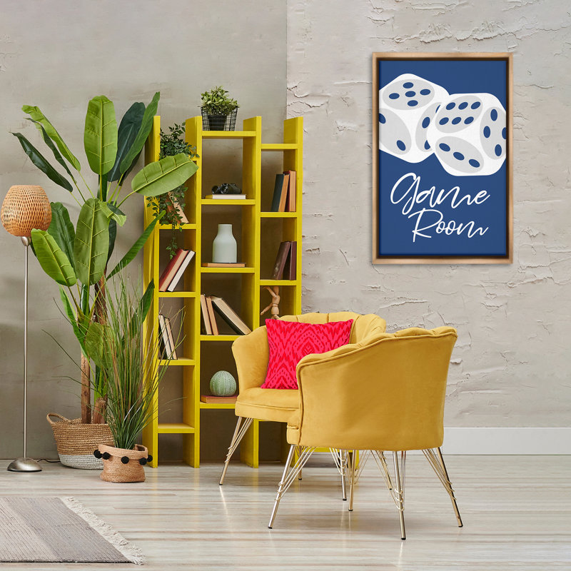 «Game Room with Dice», toile flottante encadrée par Martina Pavlova, H 31 po x l 21 po, Cadre flottant gris lustré