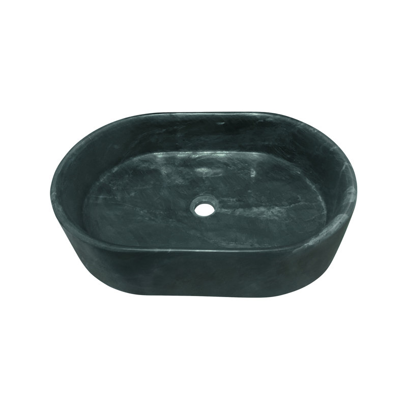Green Natural Marble Bathroom Vessel Sink, Green