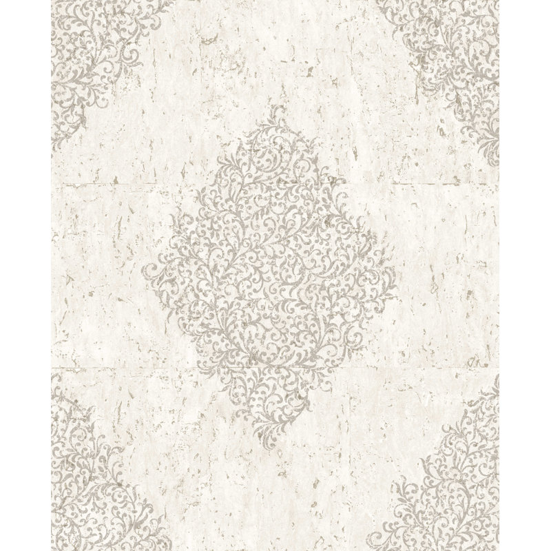 Cork Damask Roll, Cream/Pale Gold