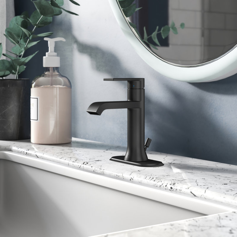 Moen Genta LX Single Hole Bathroom Faucet with Drain Assembly, Matte Black