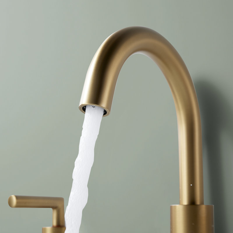 Robinet de salle de bain à 2 poignées avec drain, Or brossé