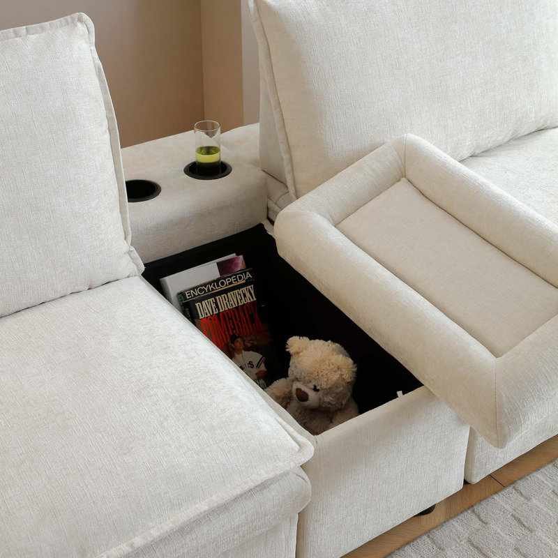 Canapé en U avec repose-pieds mobile, assise profonde et dossier réglable
