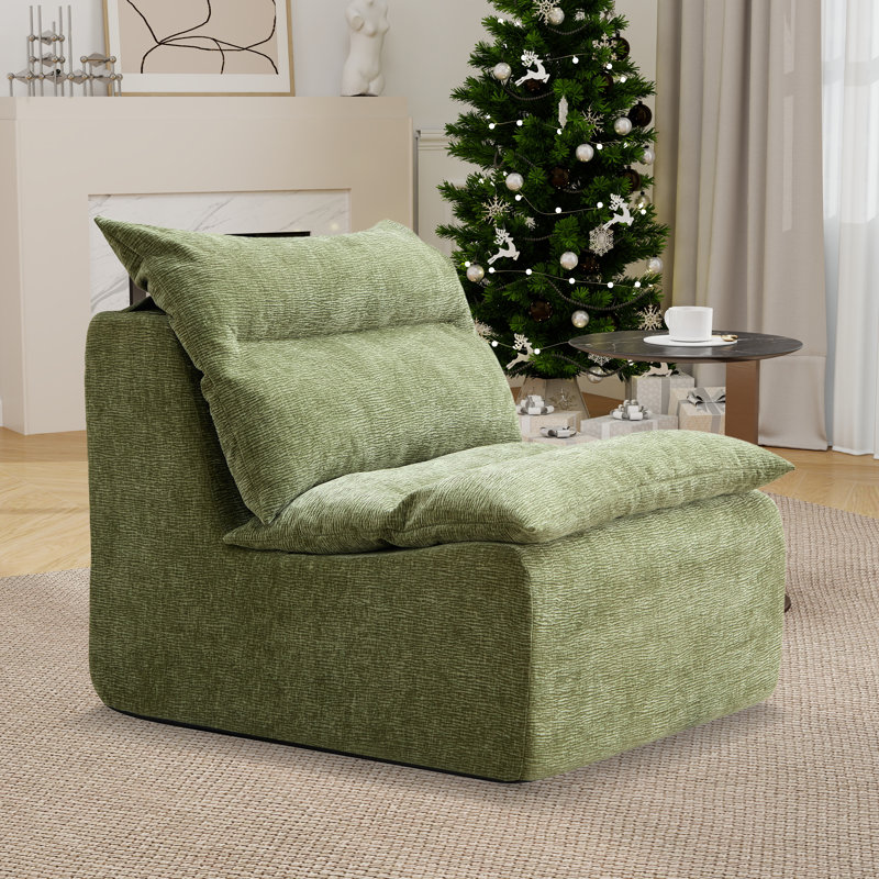 Fauteuil à billes moderne avec canapé rembourré, Polyester vert