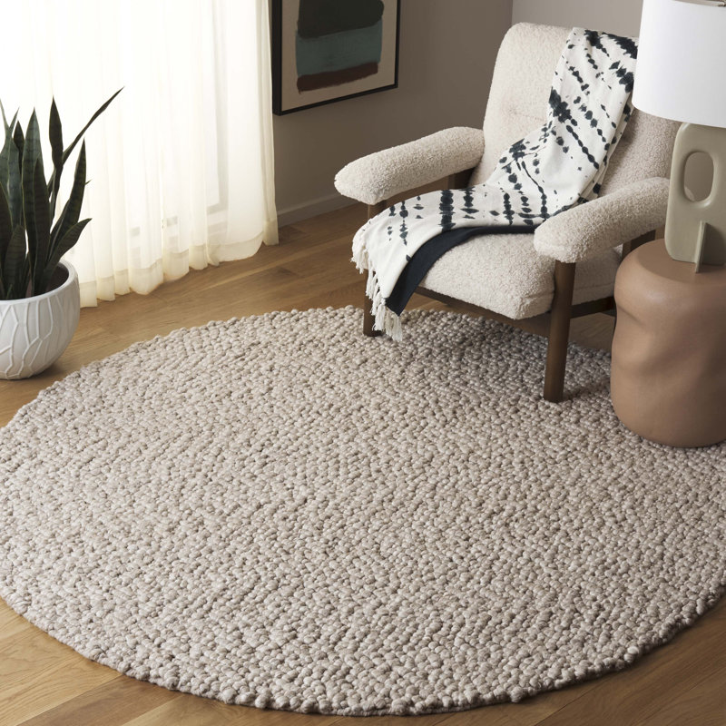 Natura Hand Woven Wool/Viscose/Cotton Rug in Beige, Round 6'