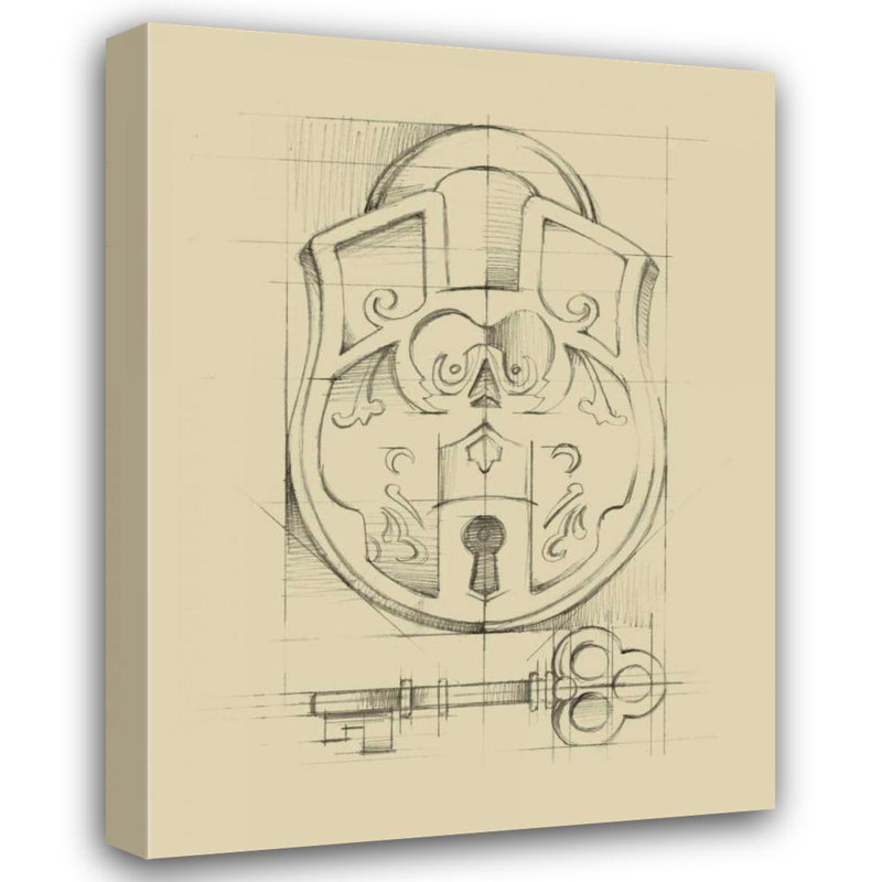«Red Barrel Studio®» par Harper, Ethan, art sur toile tendue sous le titre: Cadenas rétro I, H 24 po x l 19 po