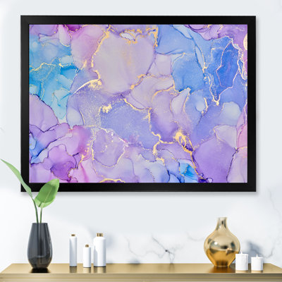 «Pink and Blue Ink Clouds IV», reproduction d'art sur toile moderne