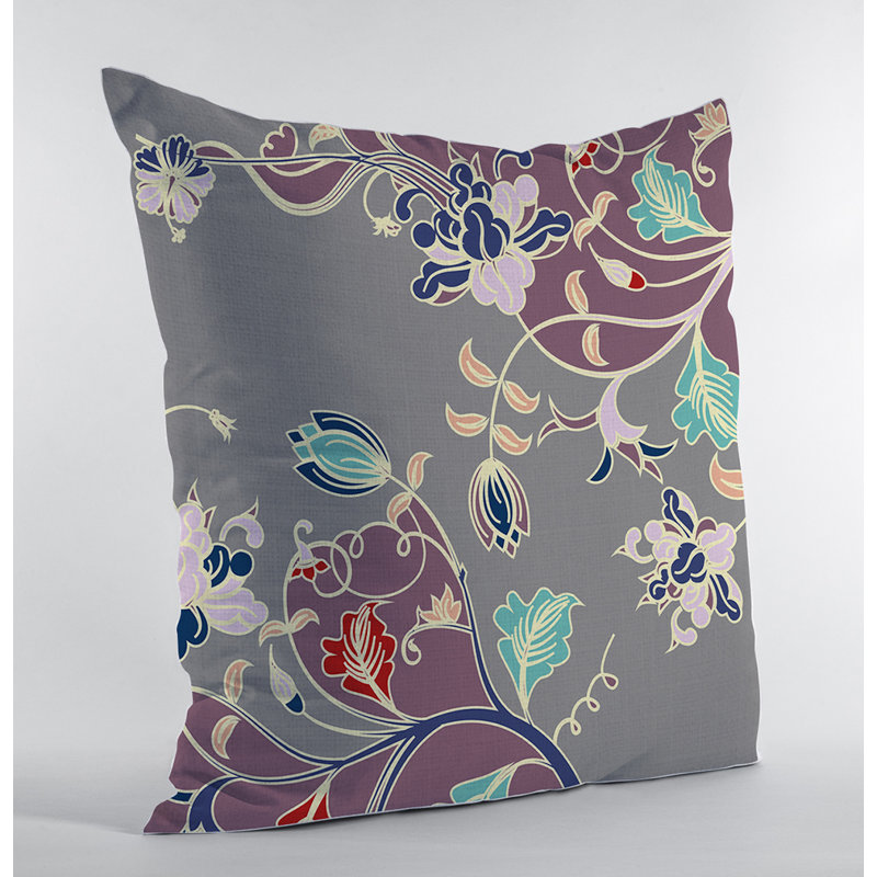 Abstract Faux Suede Reversible Throw Pillow, 18"x18", Purple/Gray, Pillow Cover & Insert
