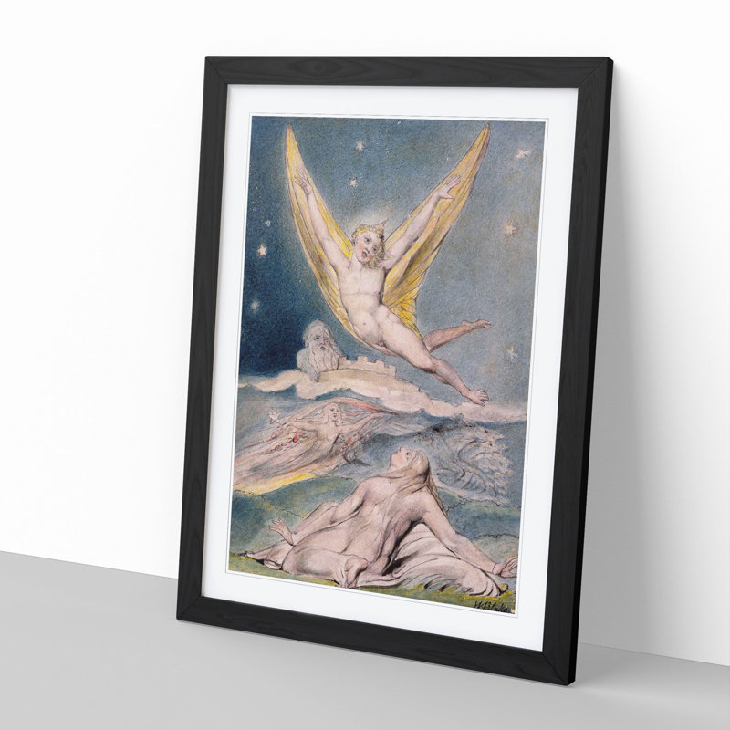 Night Startled by the Lark by William Blake - Picture Frame Painting, 36cm H x 27cm W x 2cm D, Black Framed